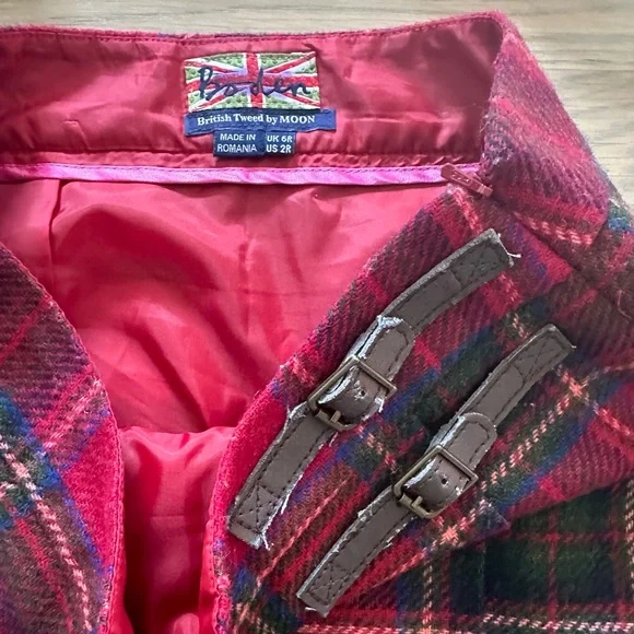 Boden Red Plaid Midi Skirt - Picture 4 of 6